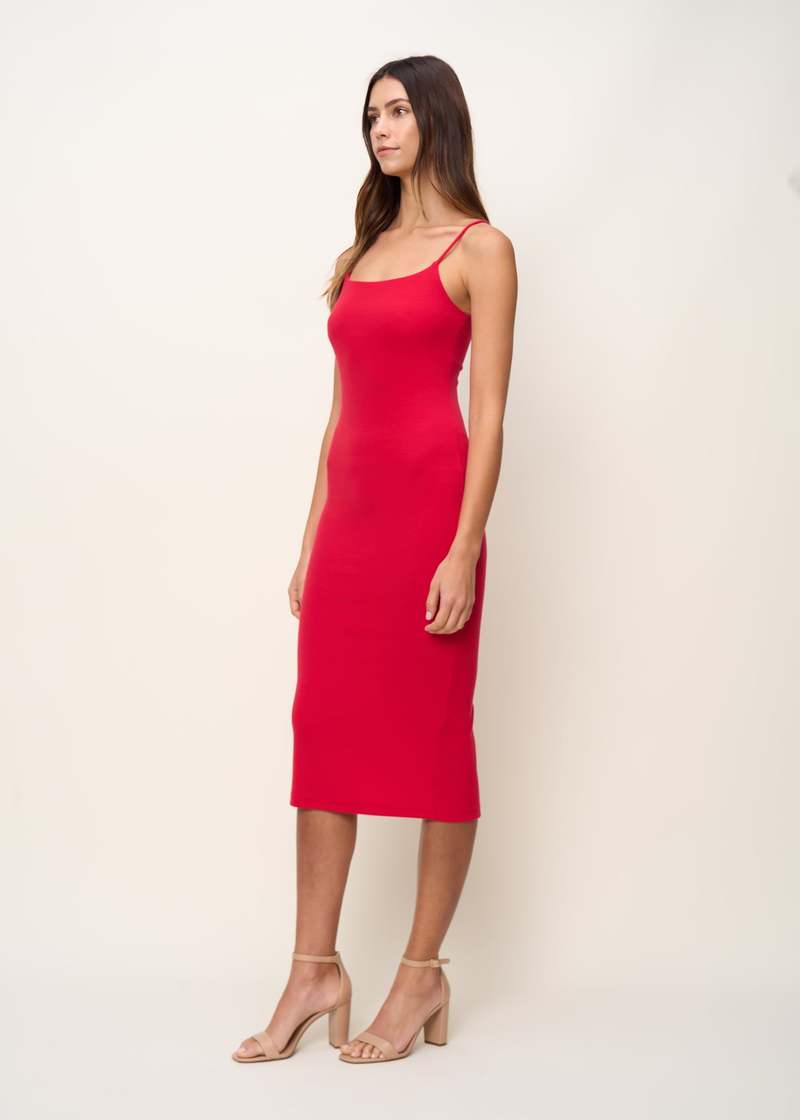 The Standard Stitch The Spaghetti Strap Midi Dress - Red The Standard Stitch The Spaghetti Strap Midi Dress - Red