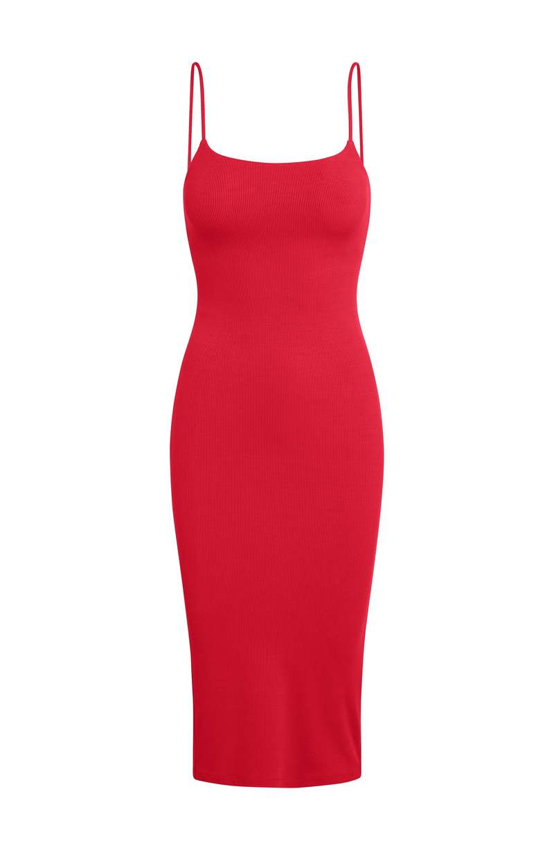 The Standard Stitch The Spaghetti Strap Midi Dress - Red The Standard Stitch The Spaghetti Strap Midi Dress - Red