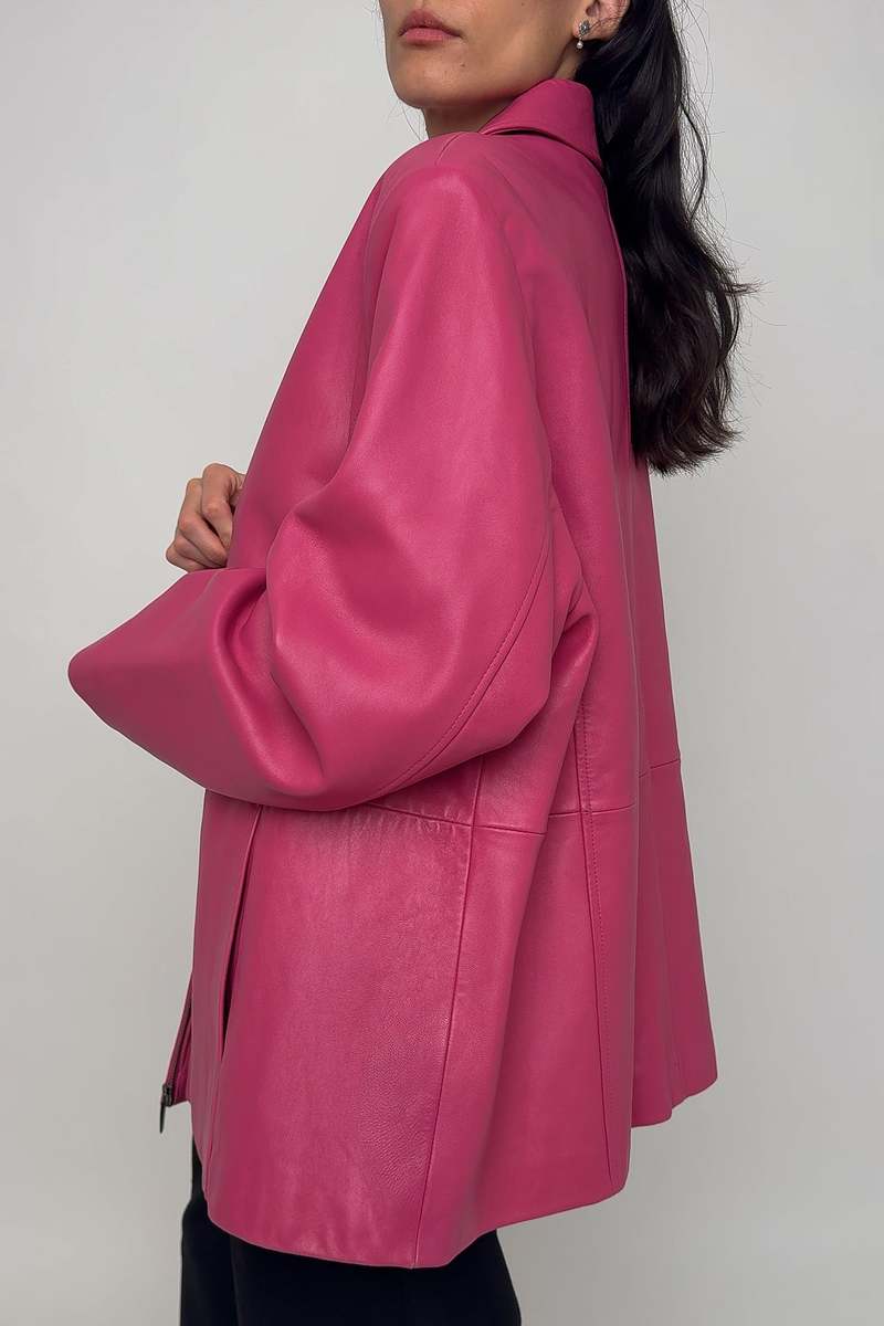 ジャケット・アウター 90s FRANCE-MADE Pink RAM Leather JKT Vintage 90s Leather Zip Up Jacket - Hot Pink | Garmentory