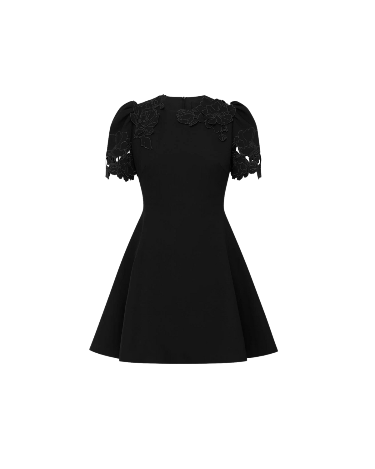 Leo Lin Elyse Applique Short Sleeve Mini Dress - Ebony | Garmentory