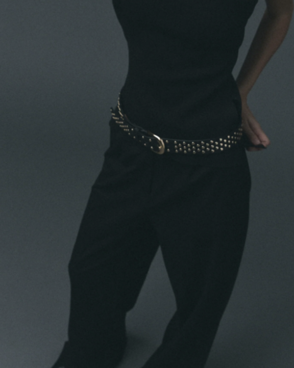 B-LOW THE BELT IDRIS STUDDED BELT - BLACK/GOLD | Garmentory display picture 1