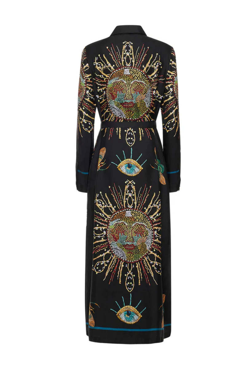ferrari silk drape dress Wrap Dress in Jacquard Silk Blend with Pekin Stripes in Salvia