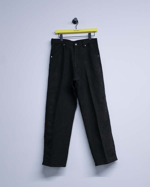 パンツ The Letters Wool Trouser The Letters Chocolate Wool Linen Herringbone Workers Wide Pants