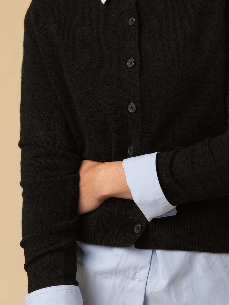 PURECASHMERE NYC Round Neck Cardigan - Black PURECASHMERE NYC Round Neck Cardigan - Black