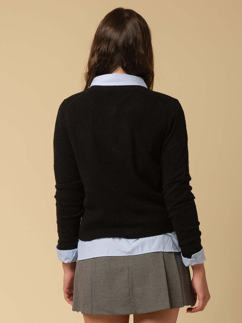 PURECASHMERE NYC Round Neck Cardigan - Black PURECASHMERE NYC Round Neck Cardigan - Black