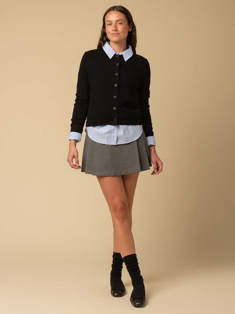 PURECASHMERE NYC Round Neck Cardigan - Black PURECASHMERE NYC Round Neck Cardigan - Black