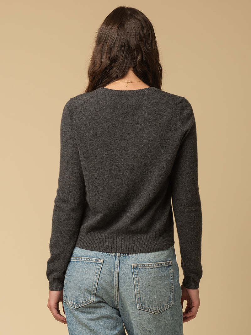 PURECASHMERE NYC Round Neck Cardigan - Graphite