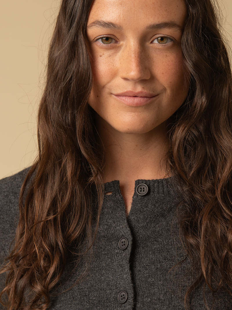 PURECASHMERE NYC Round Neck Cardigan - Graphite