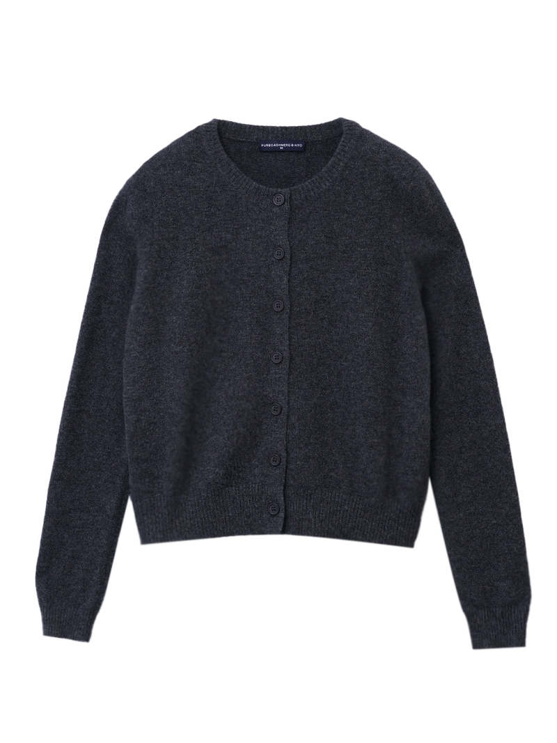 PURECASHMERE NYC Round Neck Cardigan - Graphite