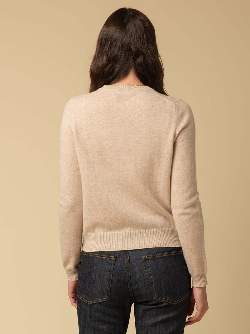 PURECASHMERE NYC Round Neck Cardigan - Oatmeal PURECASHMERE NYC Round Neck Cardigan - Oatmeal