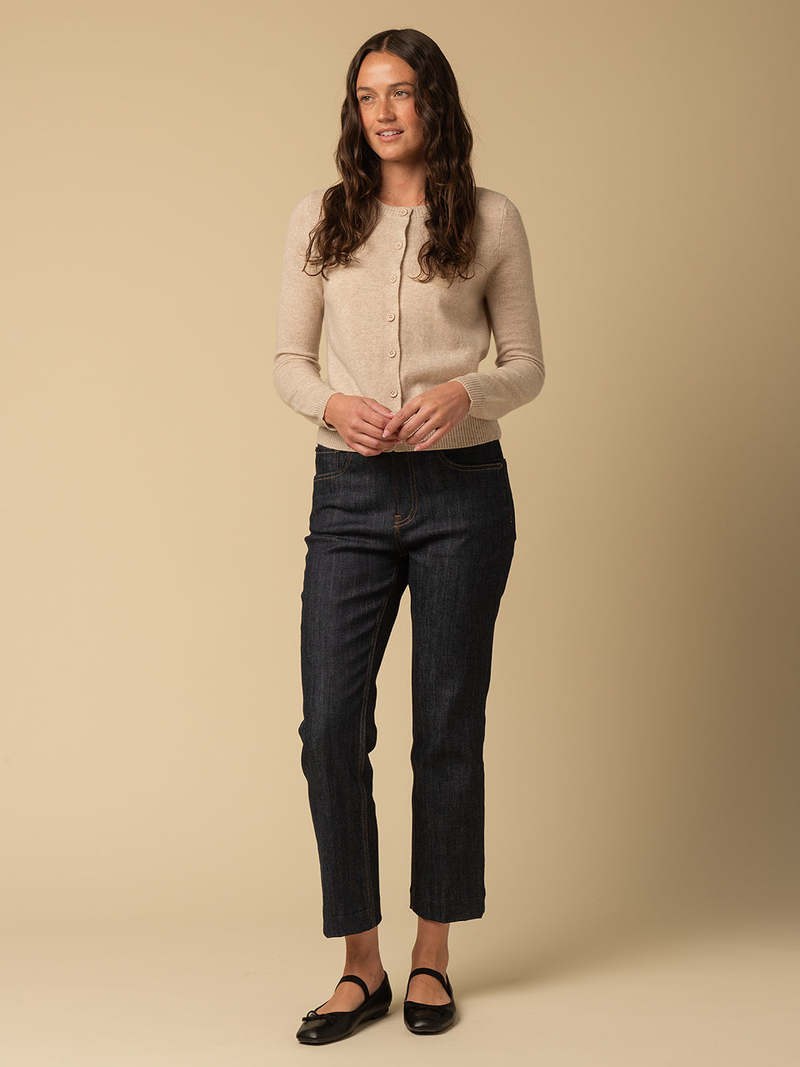 PURECASHMERE NYC Round Neck Cardigan - Oatmeal PURECASHMERE NYC Round Neck Cardigan - Oatmeal