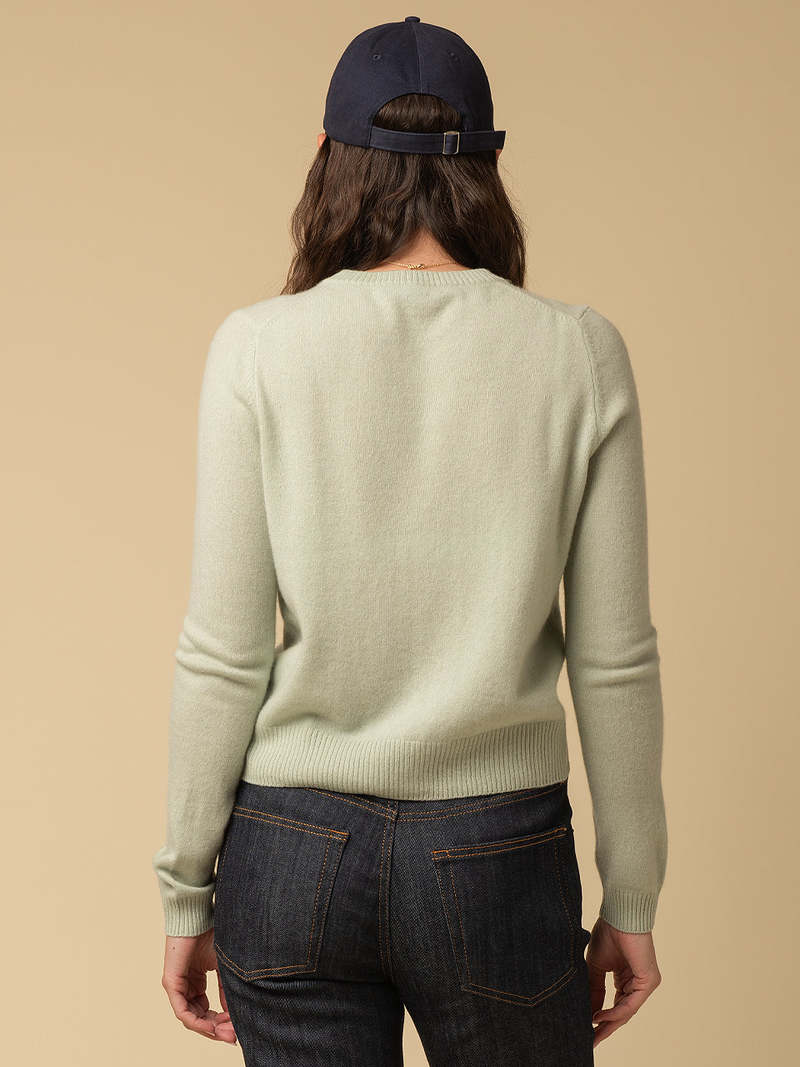 PURECASHMERE NYC Round Neck Cardigan - Pistachio