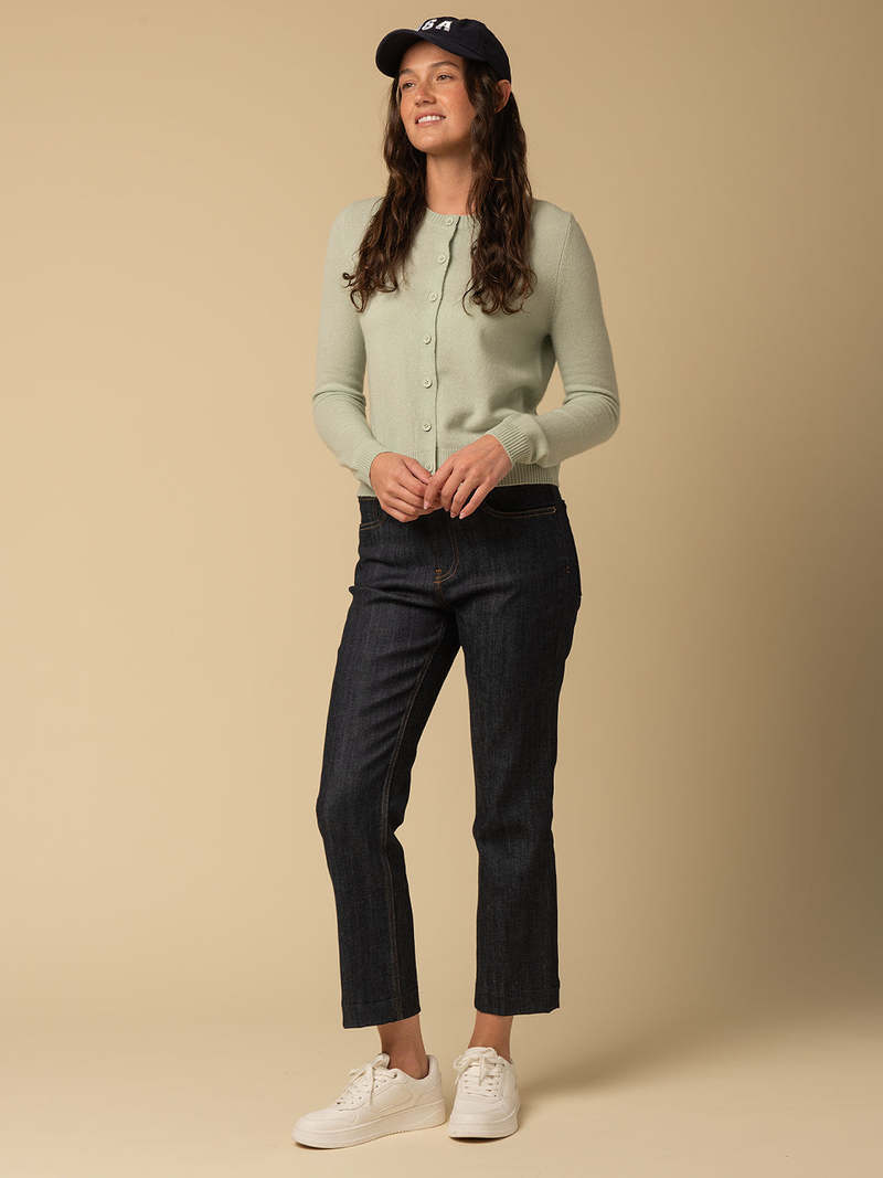 PURECASHMERE NYC Round Neck Cardigan - Pistachio