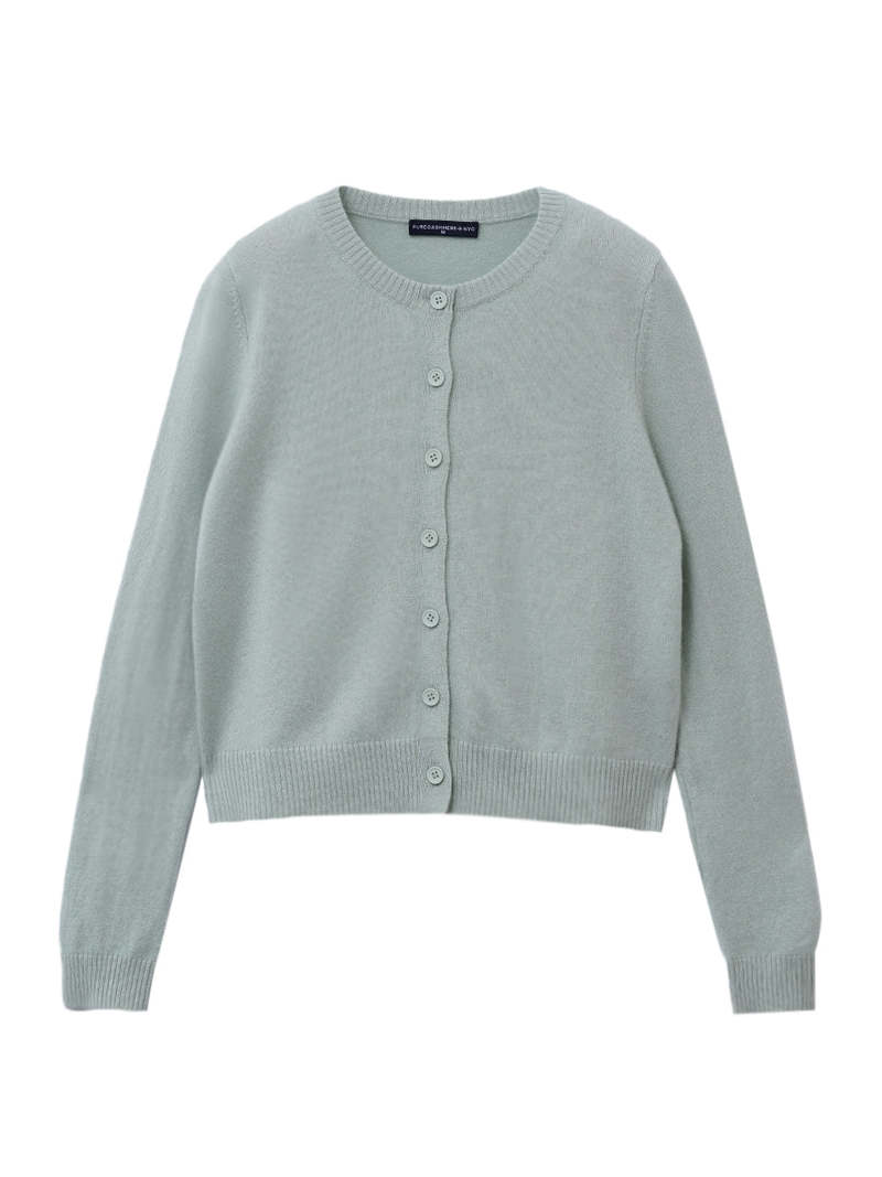 PURECASHMERE NYC Round Neck Cardigan - Pistachio