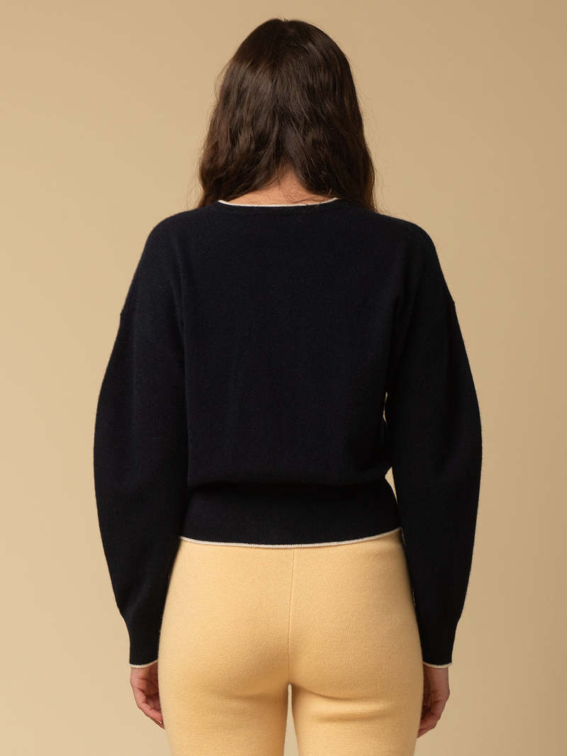 PURECASHMERE NYC Volume Sleeve Cardigan - Dark Navy PURECASHMERE NYC Volume Sleeve Cardigan - Dark Navy