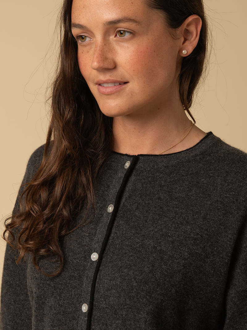 PURECASHMERE NYC Volume Sleeve Cardigan - Graphite