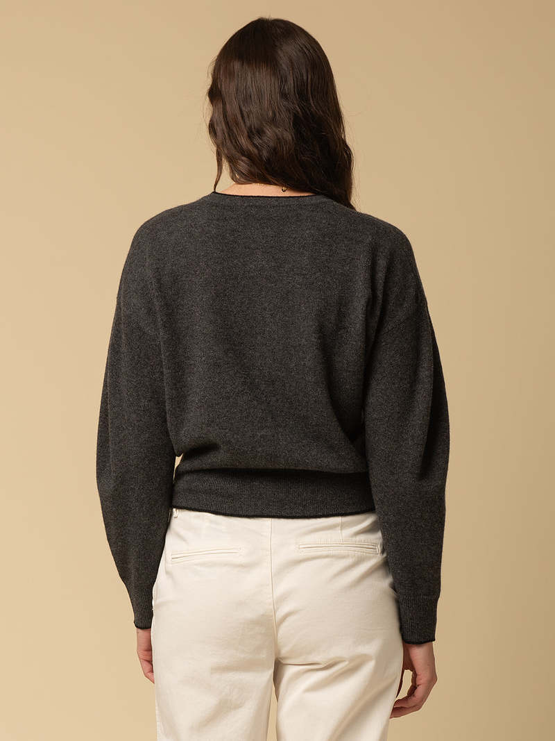 PURECASHMERE NYC Volume Sleeve Cardigan - Graphite