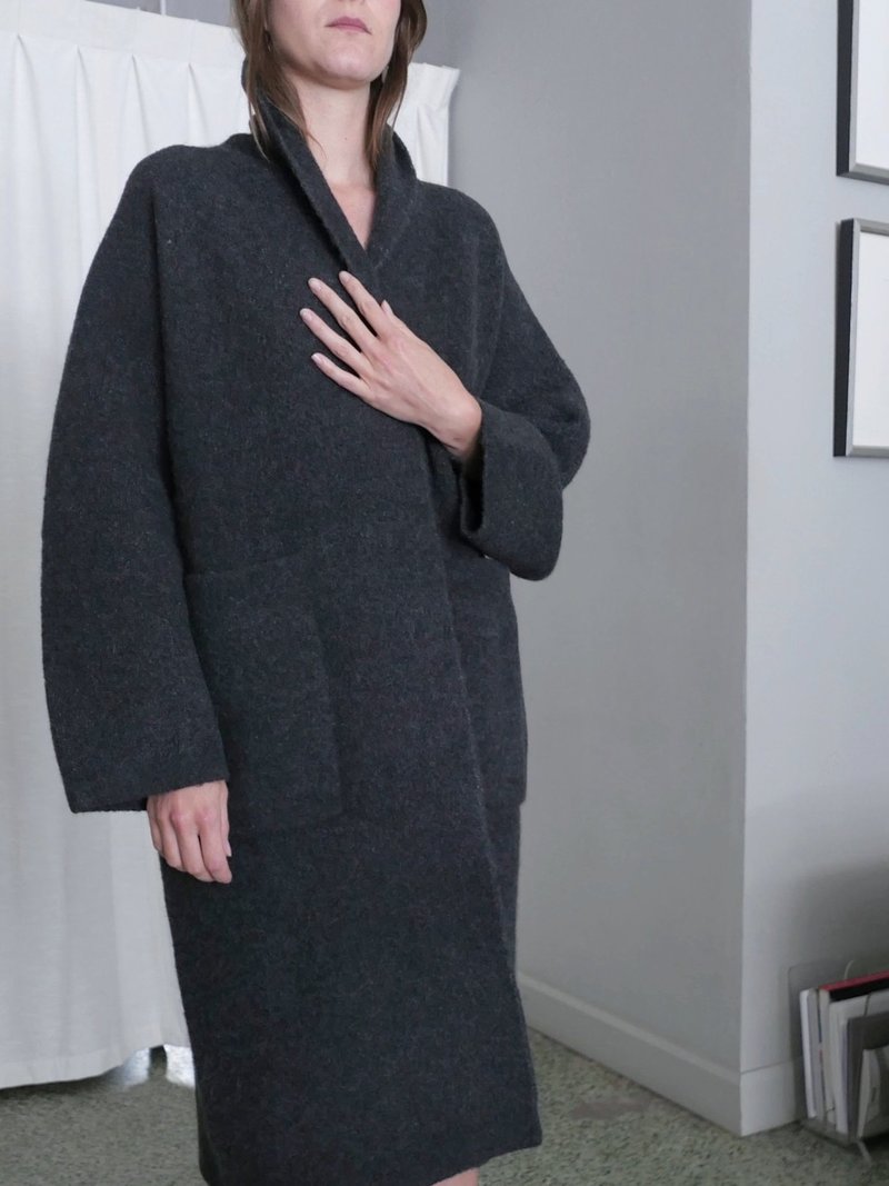 Lauren Manoogian Double Face Long Coat - Ink | Garmentory