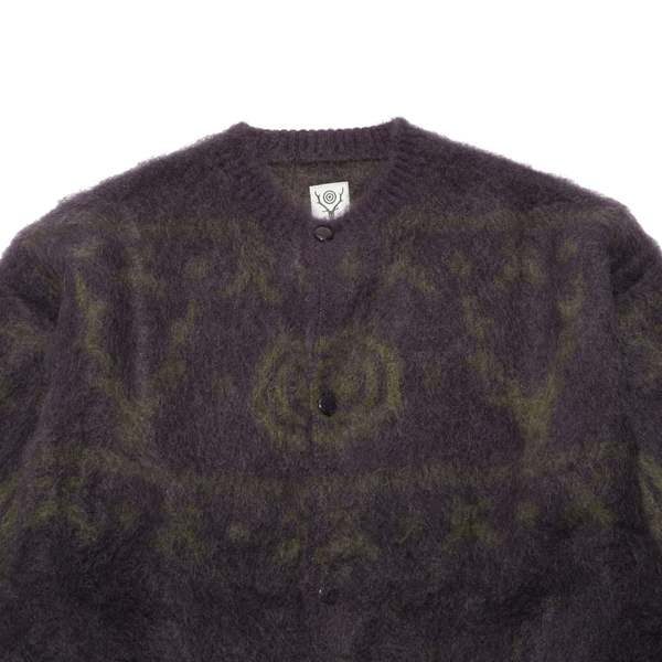 South2 West8 Loose Fit Crew Neck Cardigan - Purple | Garmentory