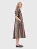 LEOPARD COTTON POPLIN V-NECK MAXI DRESS