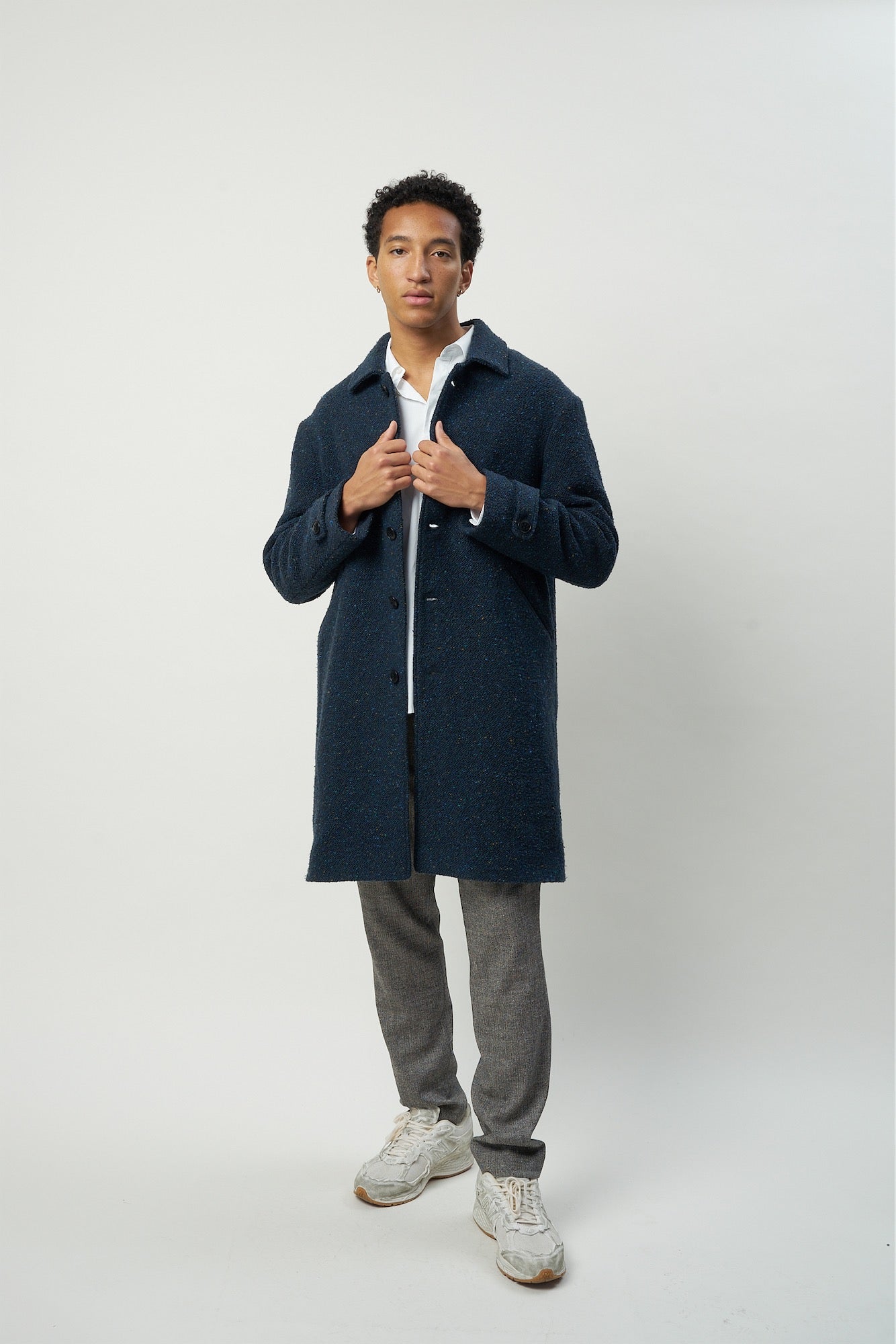 Winter Coat in Navy Italian Virgin Wool with MEIDA Thermo