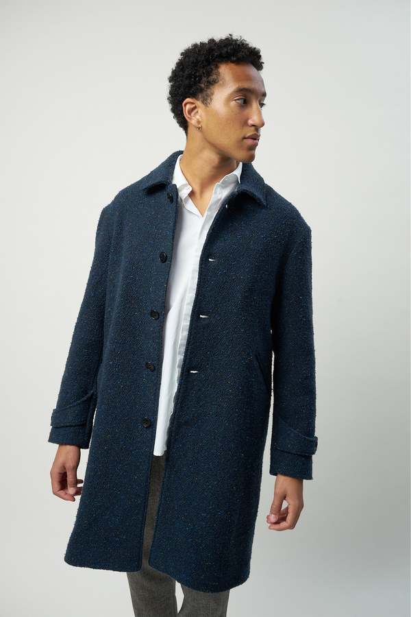 Winter Coat in Navy Italian Virgin Wool with MEIDA Thermo
