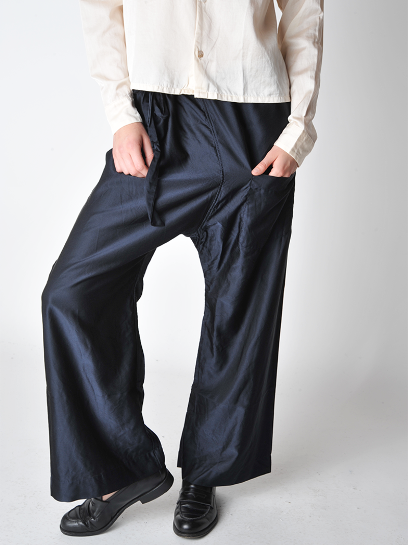 Sula Clothing LTD. Satin Wide Leg Japanese Pants - Dark Navy