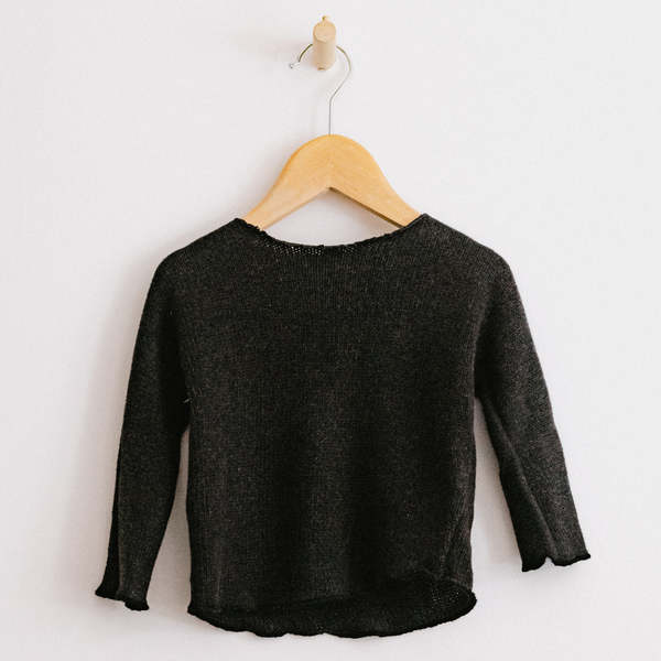 Kids Pequeno Tocon Baby Jersey Tender Bat Wing Sweater - Coal Black