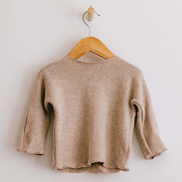 Kids Pequeno Tocon Baby Jersey Tender Bat Wing Tostado Sweater - Beige