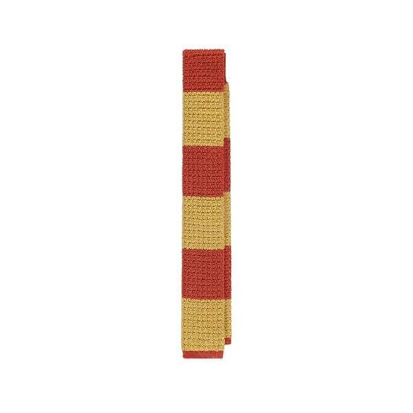 DRAKES Textured Dual Stripe Tie - Orange