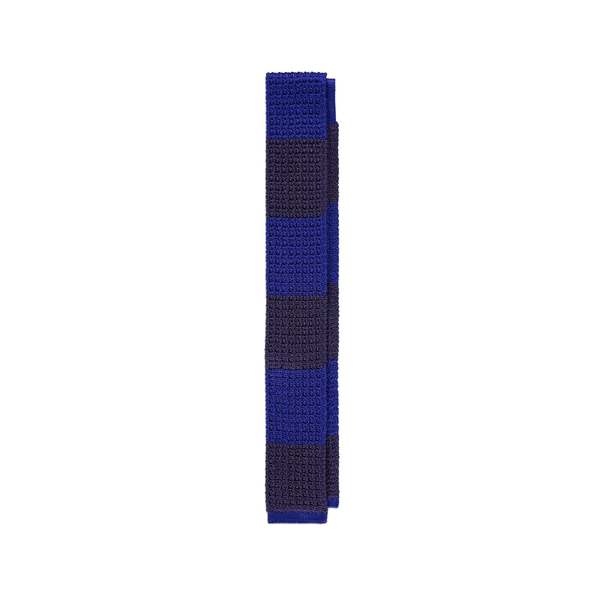 Drake's Textured Dual Stripe Tie - Dark Blue