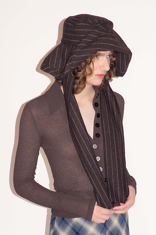 Clyde Mala Hat - Brown Pinstripe | Garmentory display picture 2
