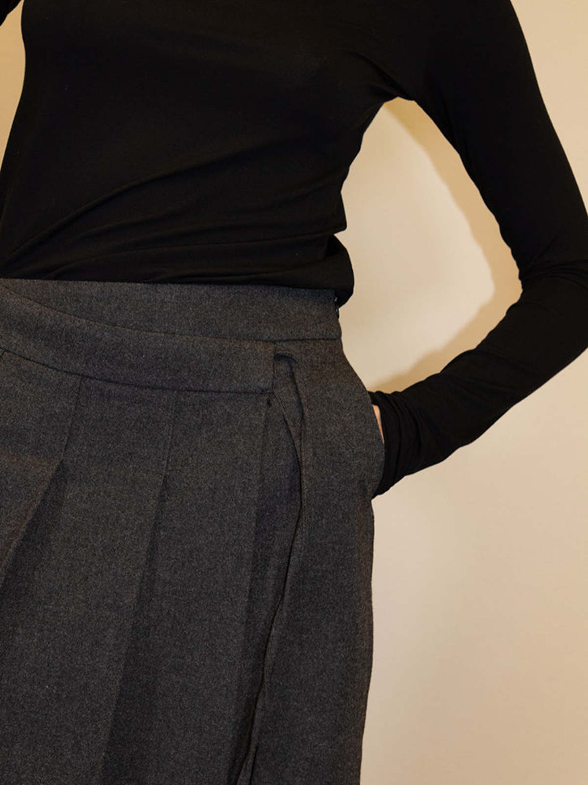 Dunst Ribboned Pleats Wrap Skirt - Charcoal Grey | Garmentory