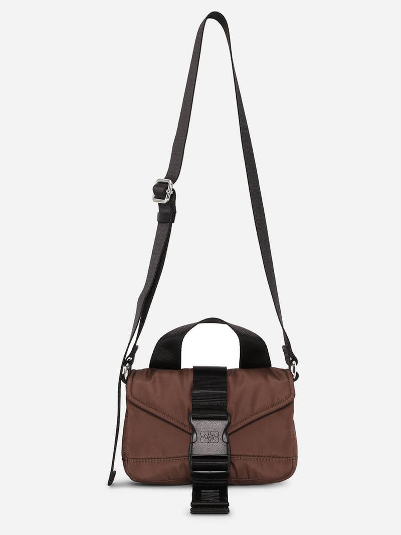 【GANNI】ブラウン Tech バッグ Ganni Tech Mini Satchel Bag - Chocolate Fondant | Garmentory