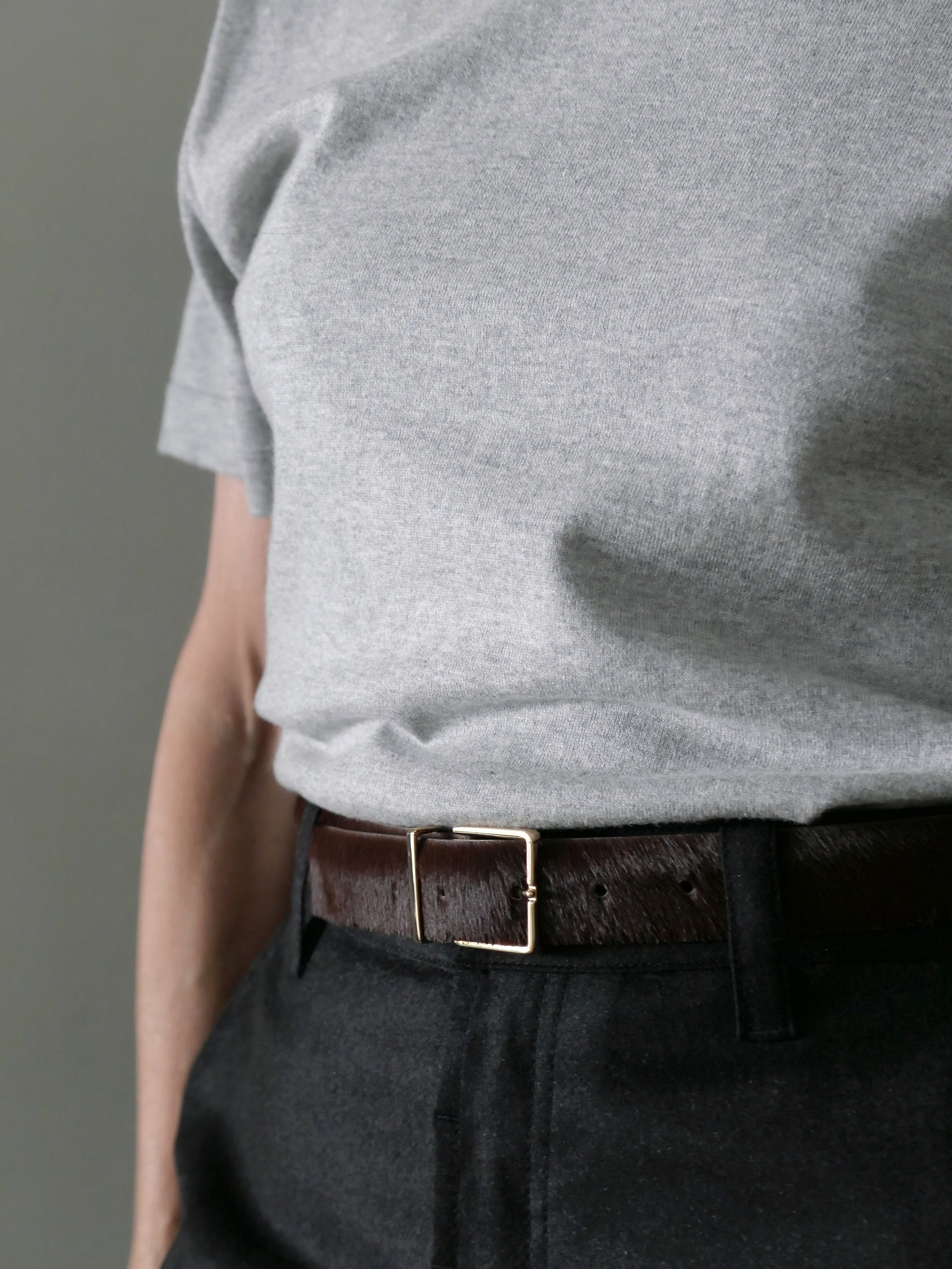 Maison Boinet Calf Hair Belt - Brown | Garmentory display picture 3