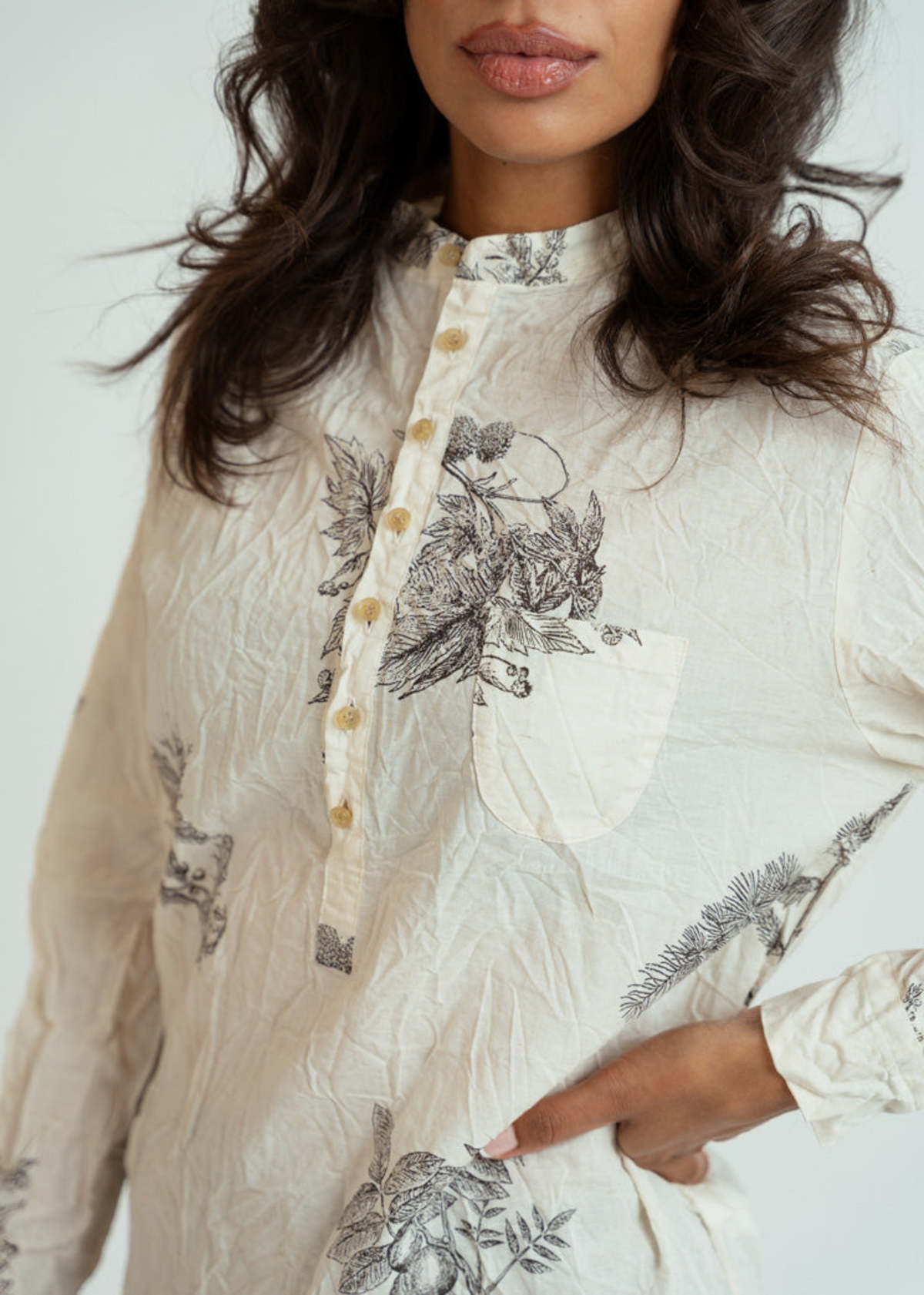 Pas de Calais Forest Friends Blouse Natural Garmentory