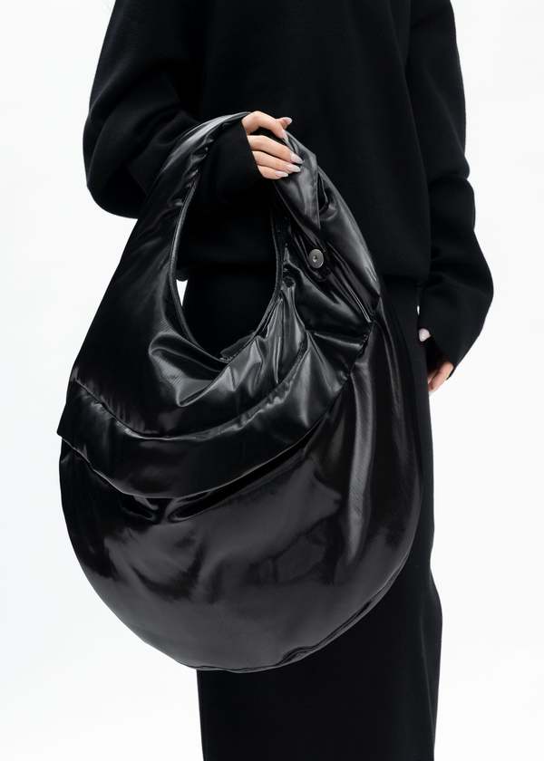 Omar Afridi Glossy Enamel Foamed Lidia Bag - Black | Garmentory
