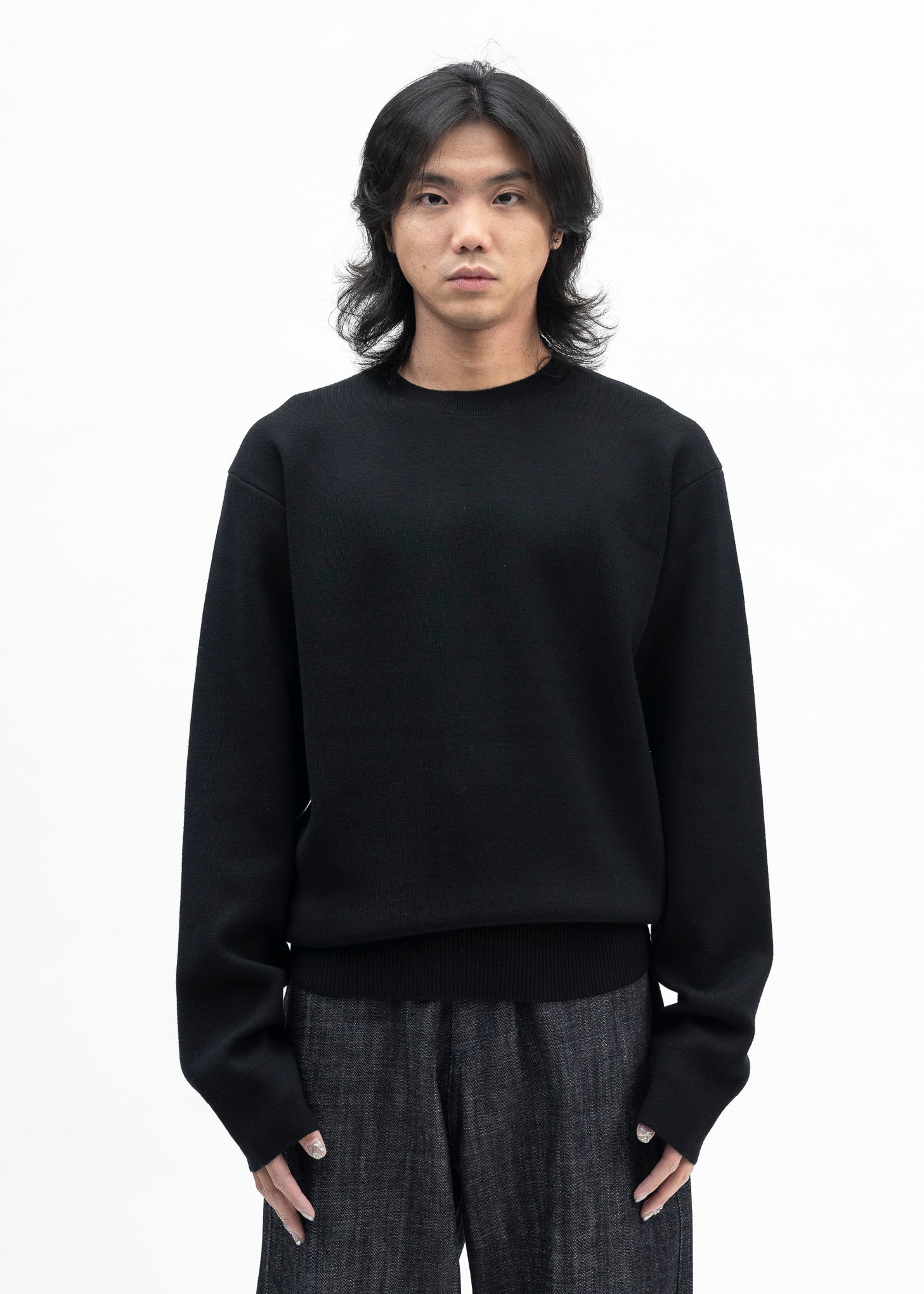 トップス omar afridi KNITTED DS JUMPER 48 Omar Afridi Knitted Drivers Jumper （Black） -FASCINATE