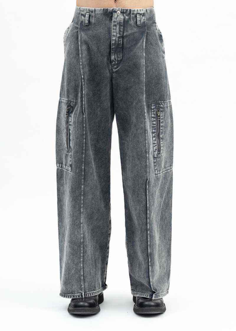Omar Afridi Dyed Denim Octet 2d Cargo Trousers - Grey | Garmentory