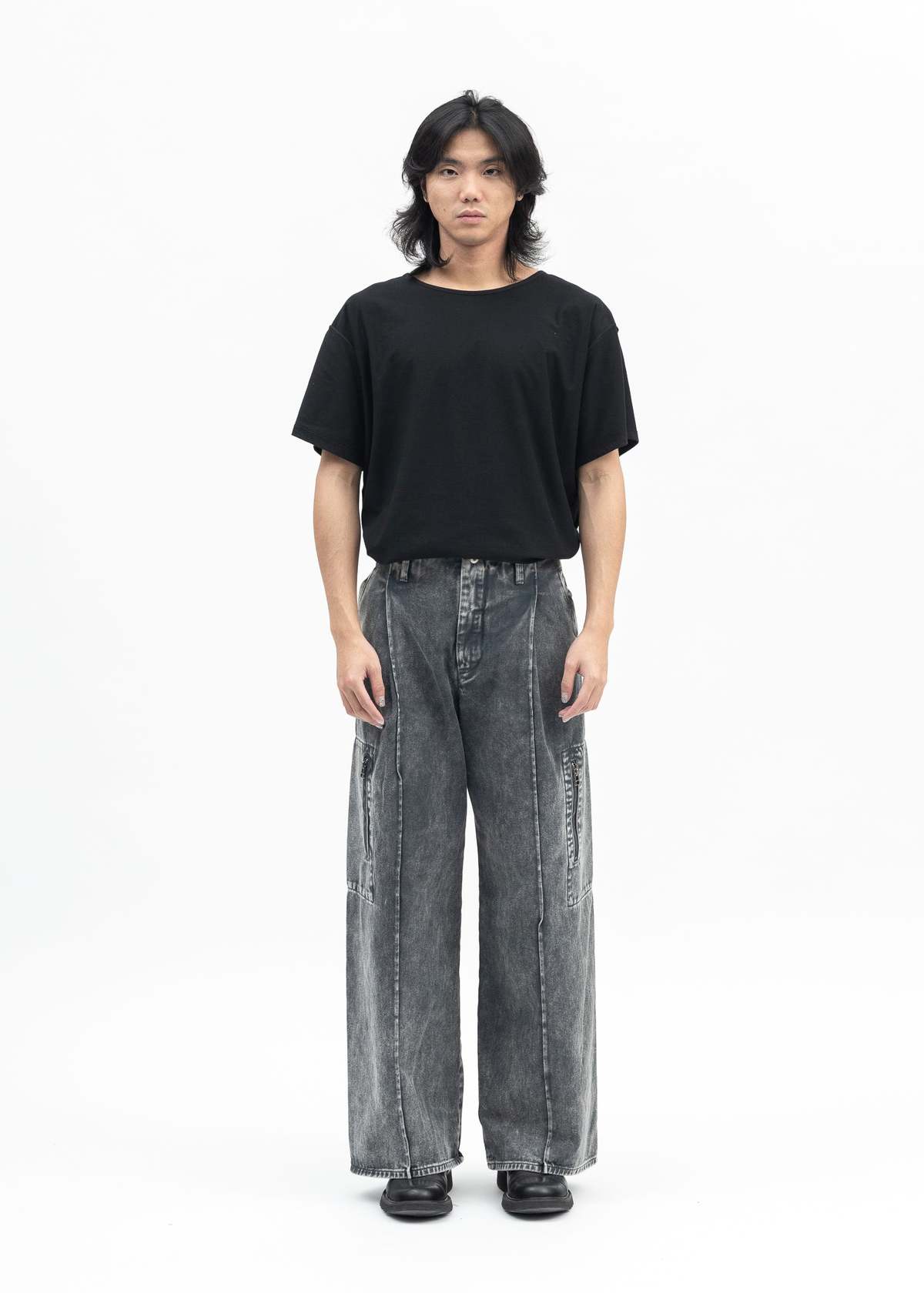 Omar Afridi Dyed Denim Octet 2d Cargo Trousers - Grey
