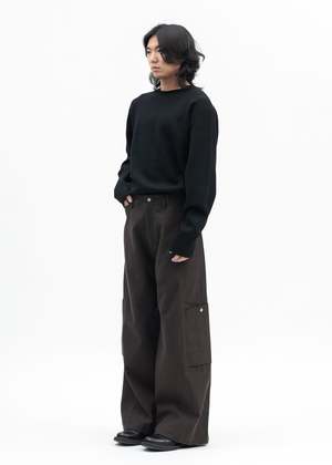 Omar Afridi MAHOGAN MICRO HERRINGBONE PANELLED BONTAN TROUSERS