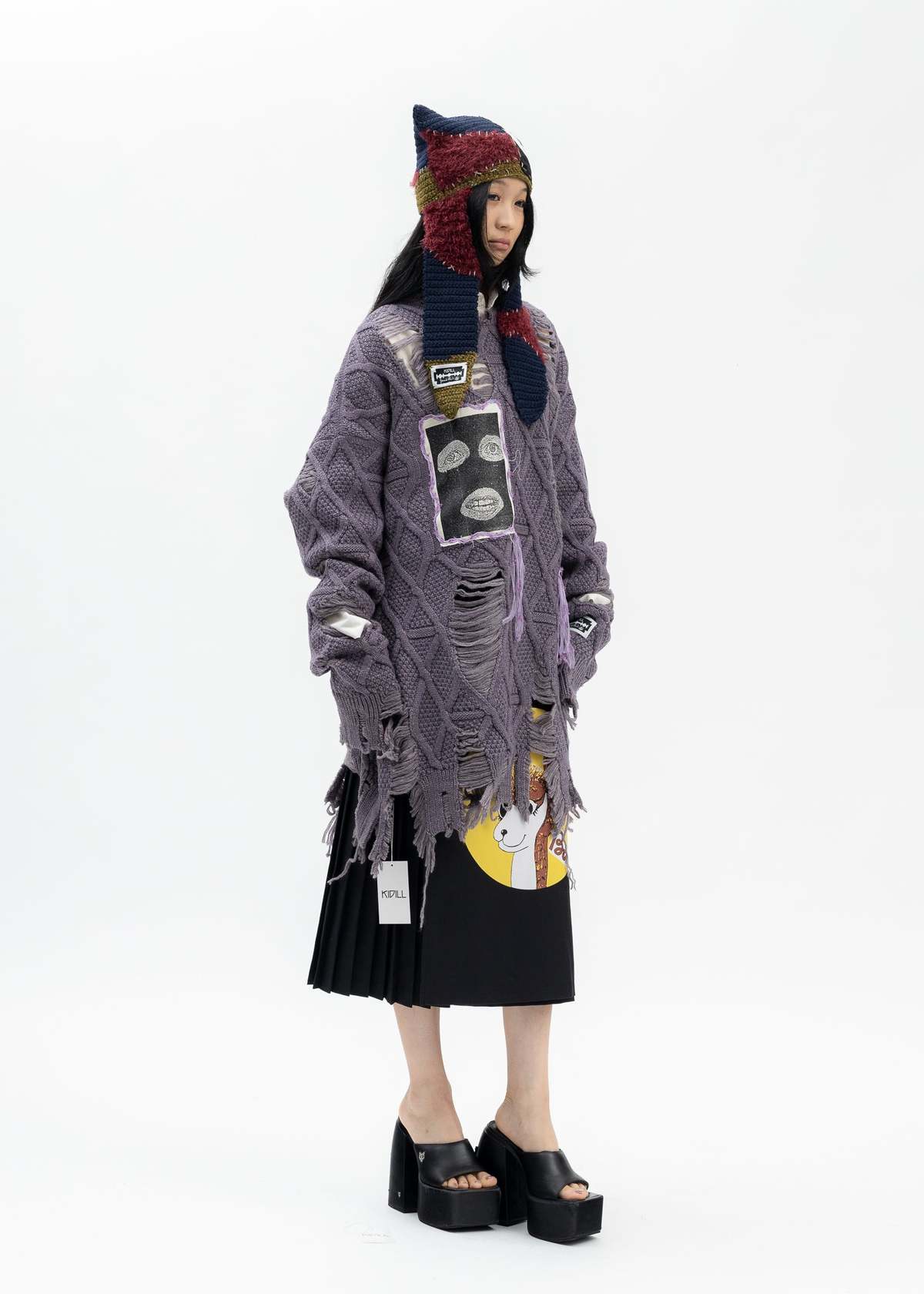 Kidill Who Killed Bambi Hand Knit Beanie - Navy Blue Multi