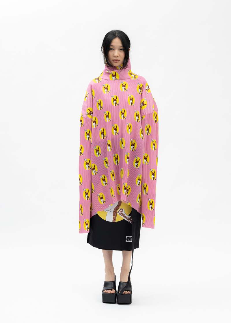 Kidill Who Killed Bambi Hi-neck Pleated Pullover - Pink Kidill Who Killed Bambi Hi-neck Pleated Pullover - Pink