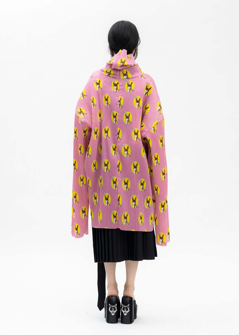 Kidill Who Killed Bambi Hi-neck Pleated Pullover - Pink Kidill Who Killed Bambi Hi-neck Pleated Pullover - Pink