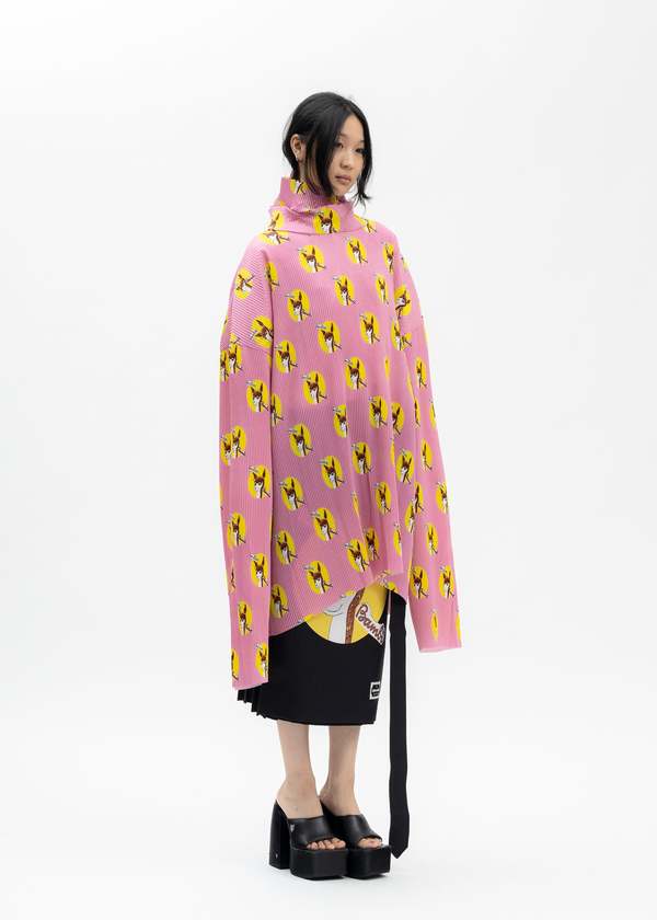 Kidill Who Killed Bambi Hi-neck Pleated Pullover - Pink Kidill Who Killed Bambi Hi-neck Pleated Pullover - Pink