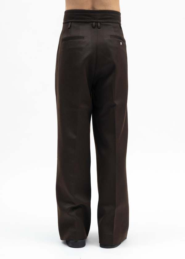 Omar Afridi TOBACCO HEAVY TUXEDO REICH PLEATED TROUSERS - Tabacco