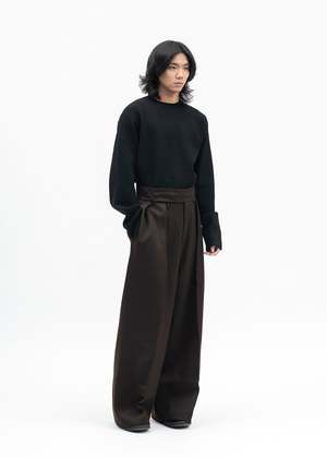 Omar Afridi TOBACCO HEAVY TUXEDO REICH PLEATED TROUSERS - Tabacco