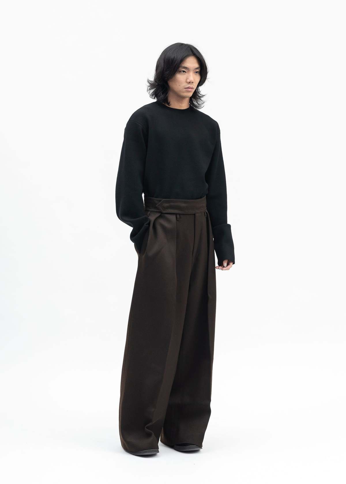 Omar Afridi TOBACCO HEAVY TUXEDO REICH PLEATED TROUSERS - Tabacco