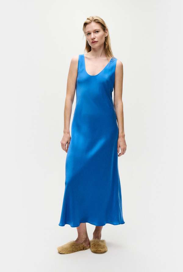 Silk Laundry Scoop Neck Dress - Wave | Garmentory