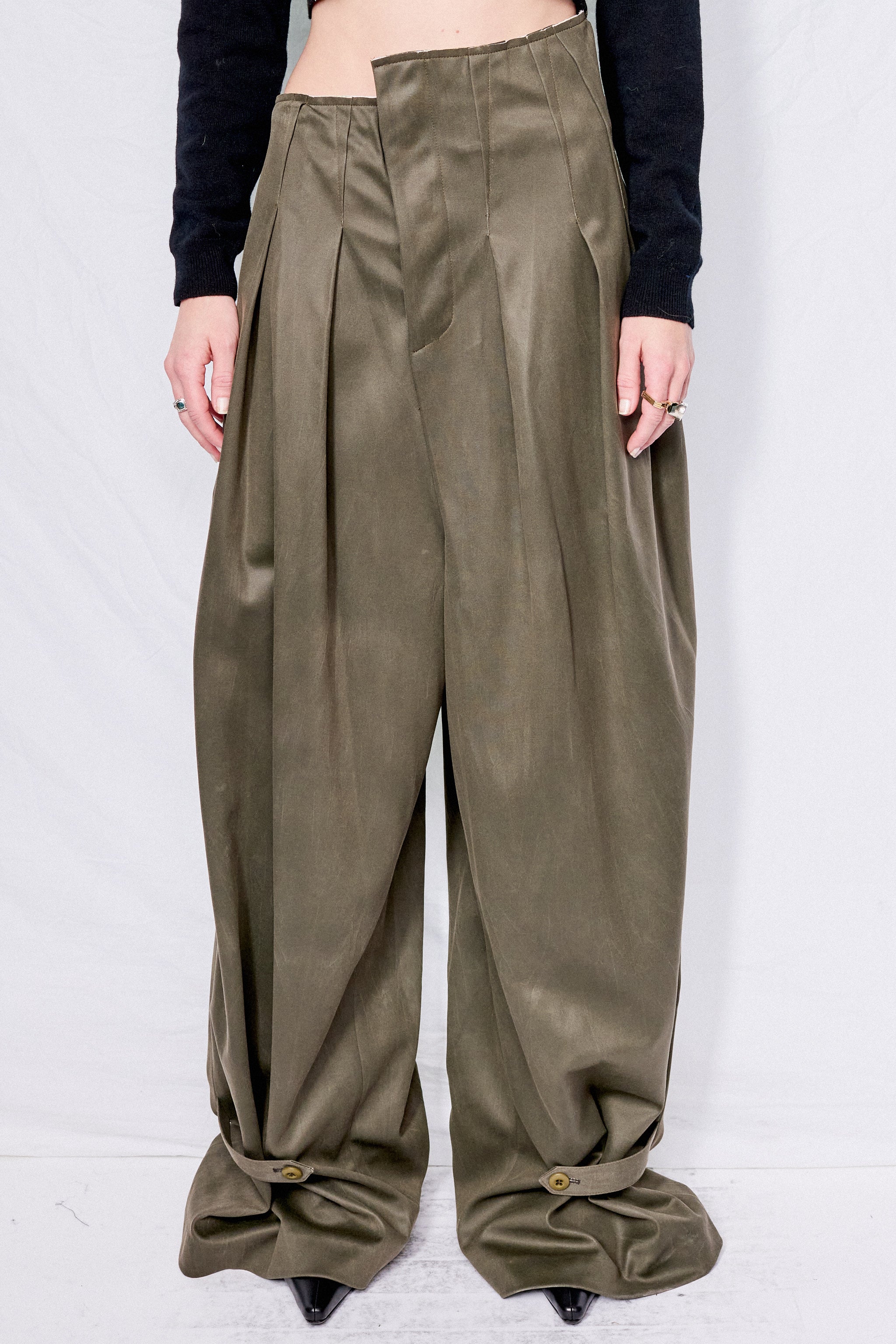 Elena Velez Deep Vegan Suede Trousers - Green | Garmentory